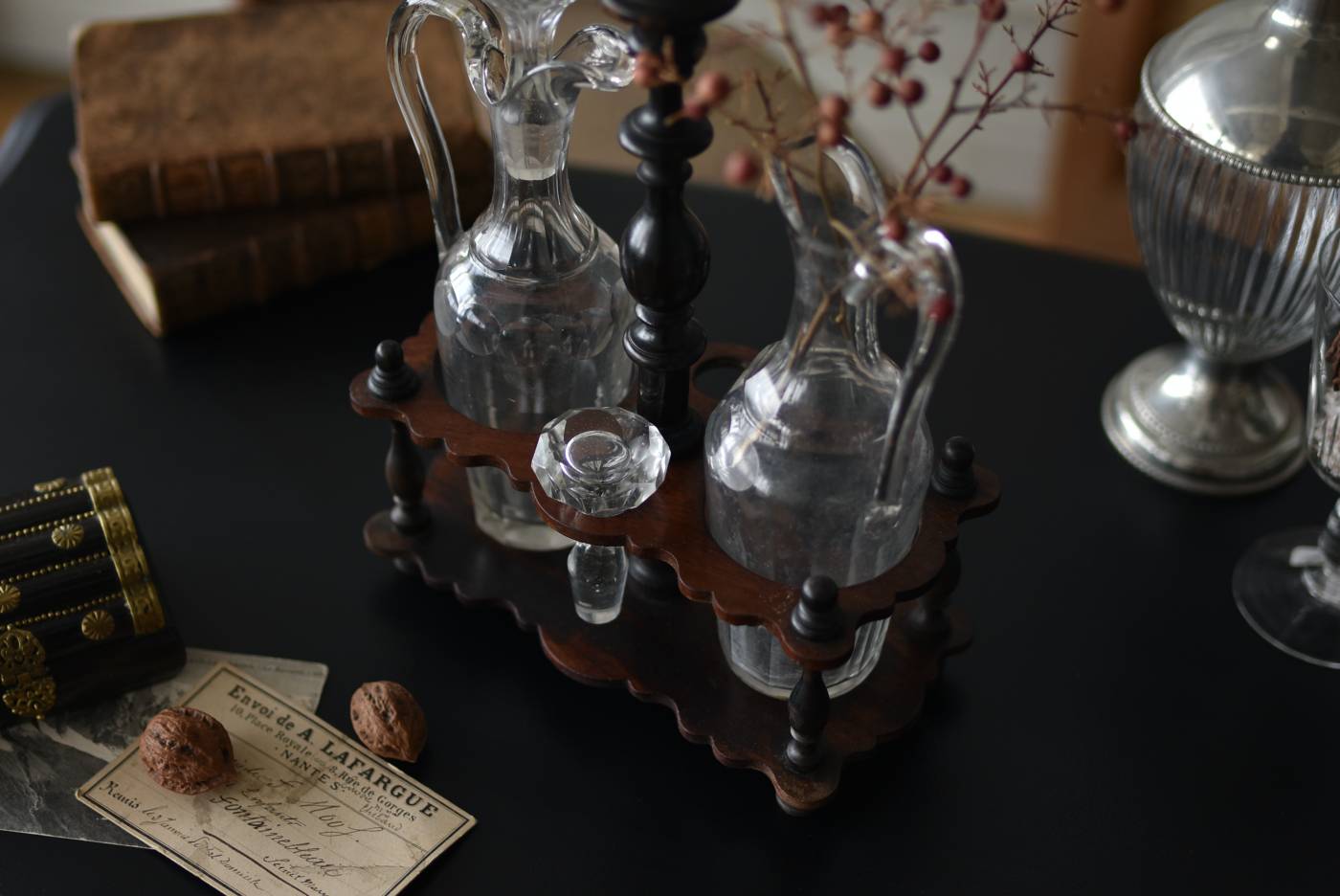 オイル＆ビネガーボトルセット.2 フランスアンティーク雑貨 テーブル