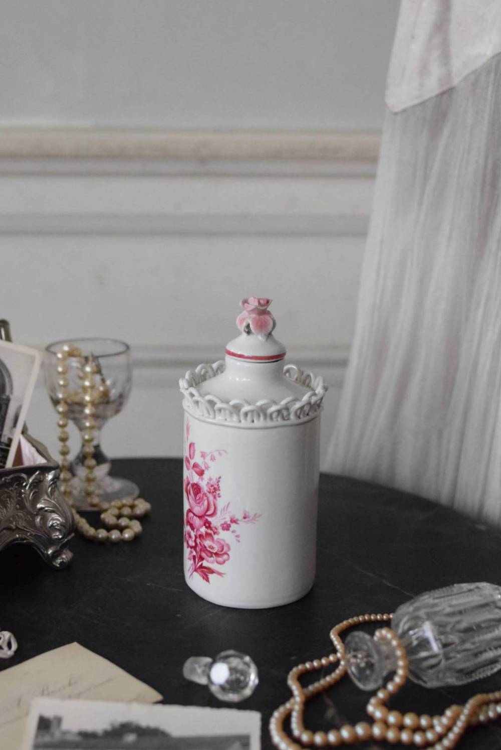 陶器ボトル.flower フランスアンティーク雑貨 香水瓶 フラワーベース