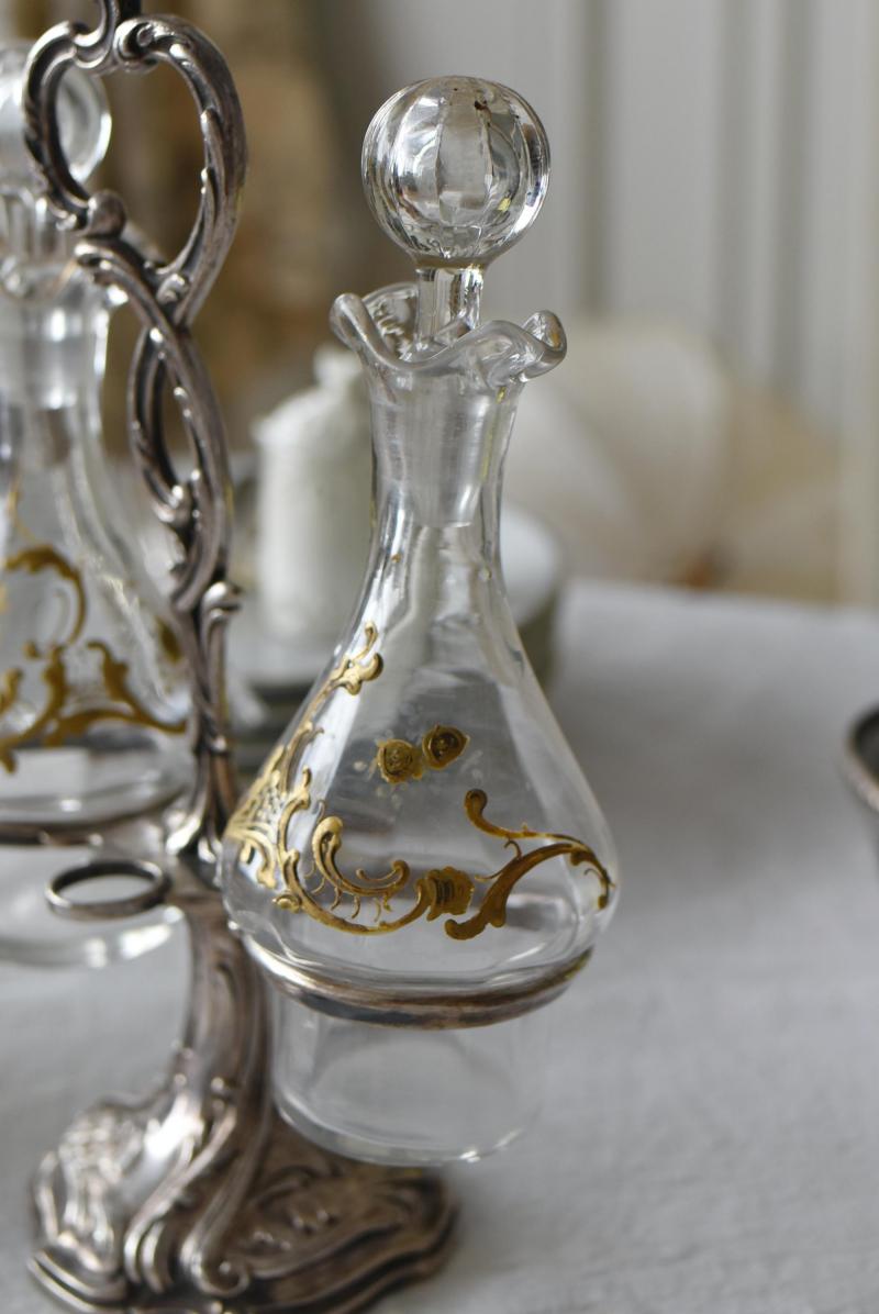 オイル&ビネガーボトルセット ガラスボトル シルバープレート オイルボトル