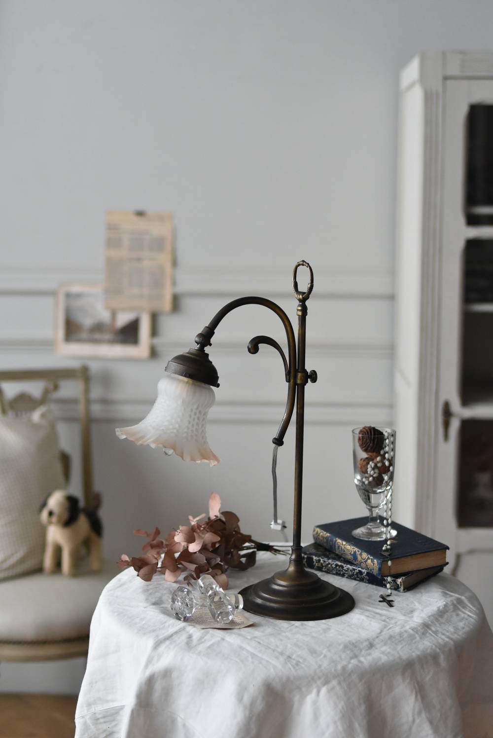 デスクランプ.11 フランス 卓上照明 テーブルランプ ガラスシェード