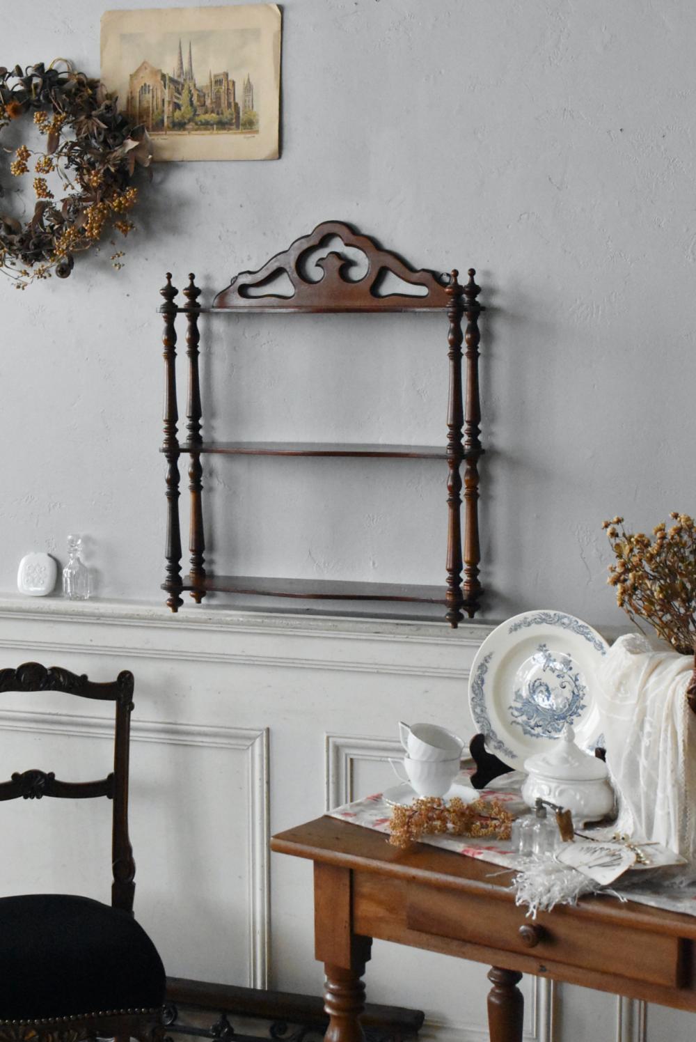 フランスアンティーク家具 3段ウォールシェルフ.15 フレンチシェルフ