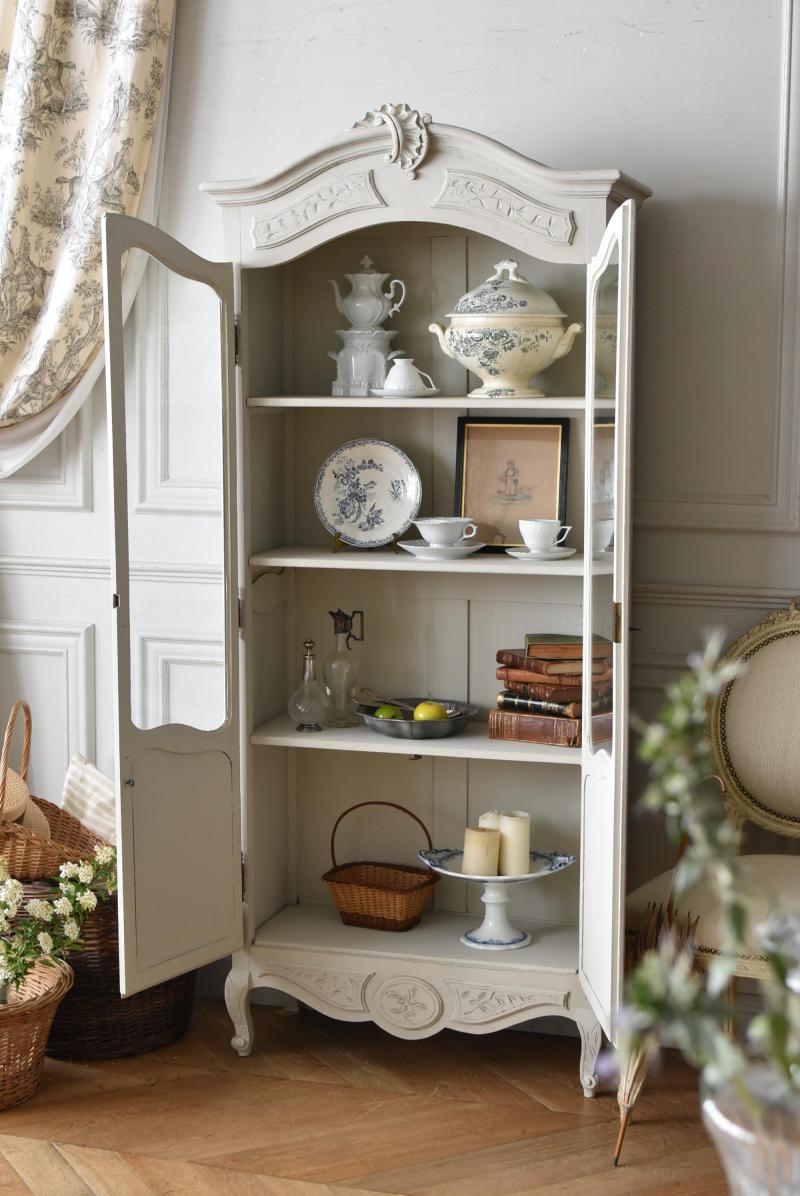 フランスアンティーク家具 ペイントガラスキャビネット.13 フレンチ