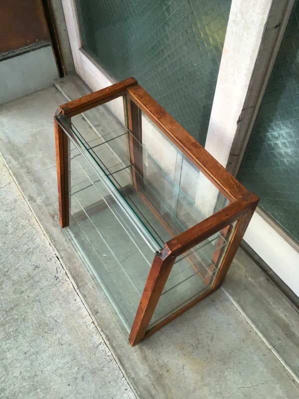 1940'S 50'S 木製枠 全面ガラス ショーケース 展示ケース ディスプレイ