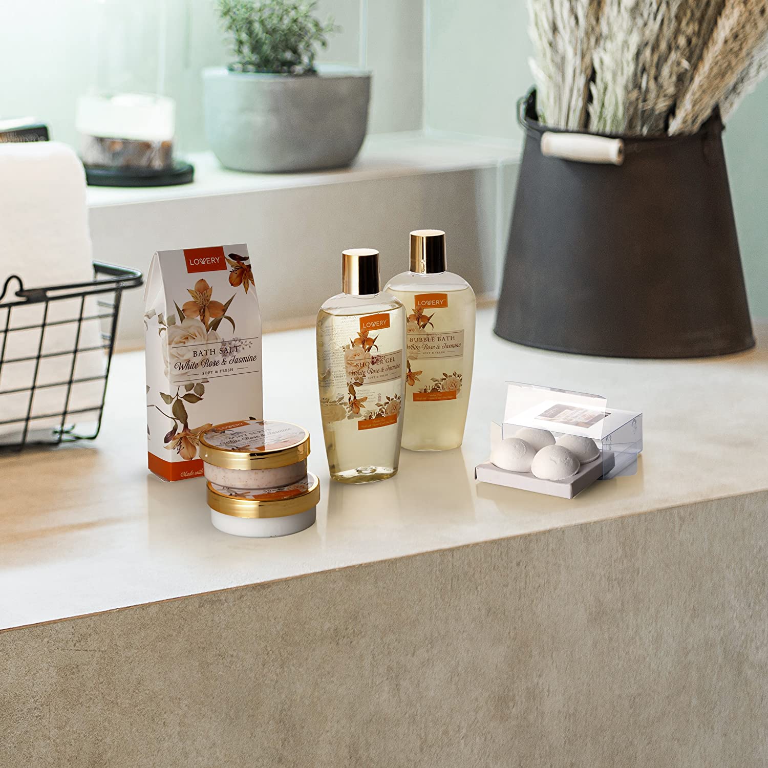 White Rose & Jasmine Home Bath Set - 11Pc Body Care Kit – Lovery