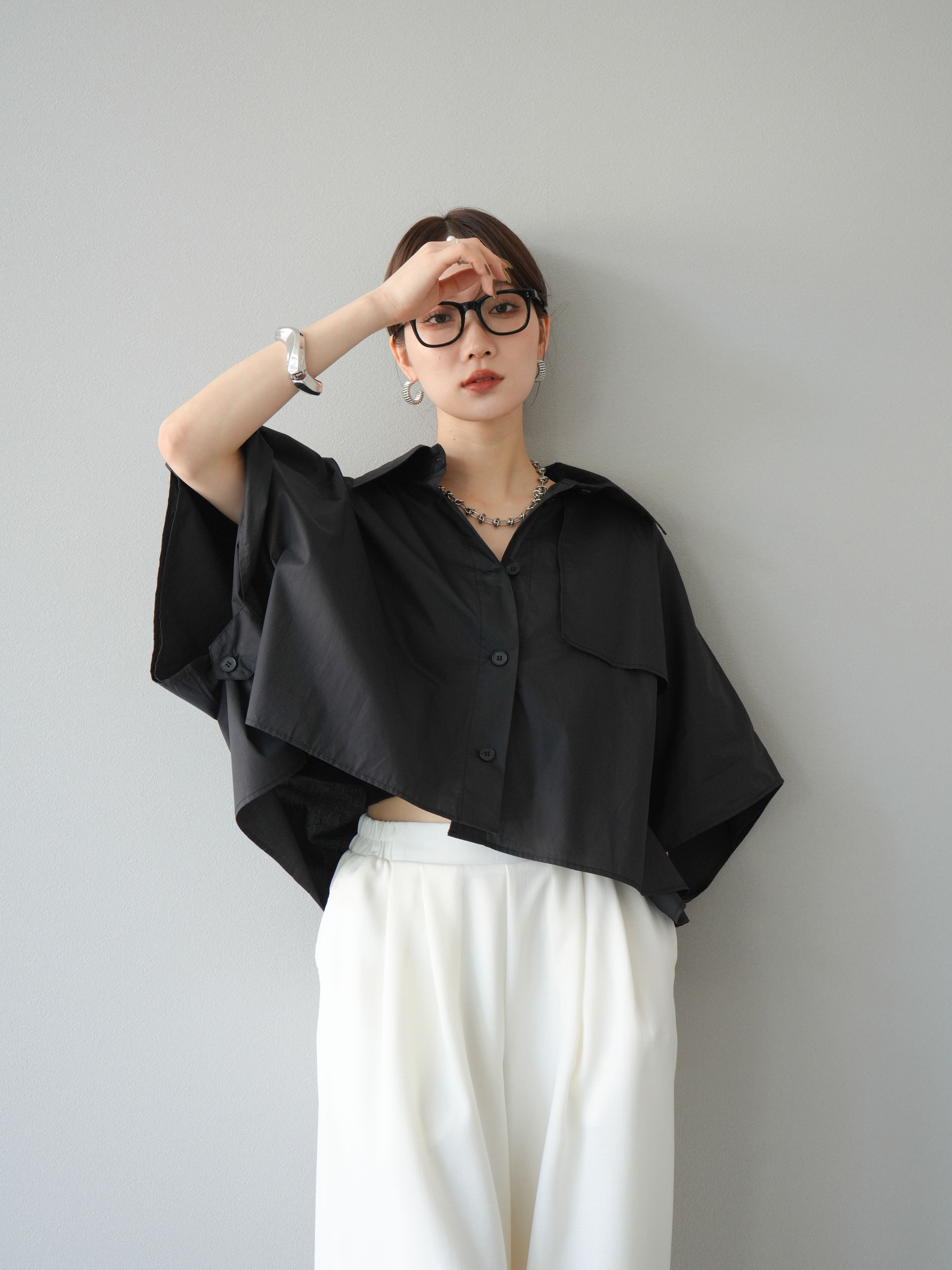 予約]ポンチョショートシャツ/ブラック – Lumier