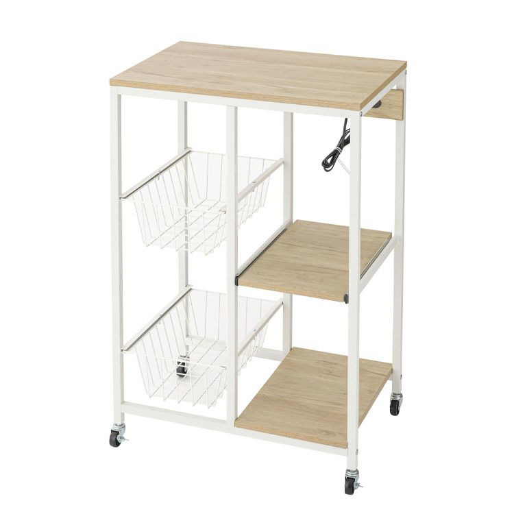 キッチンワゴン 幅80cm 4段 バタフライワゴン 木製 幅80.5(折り畳み時