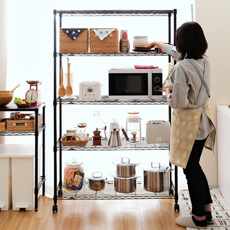 スチールラック 幅110cm 5段 ルミナスノワール 幅111×奥行41×高さ178.5