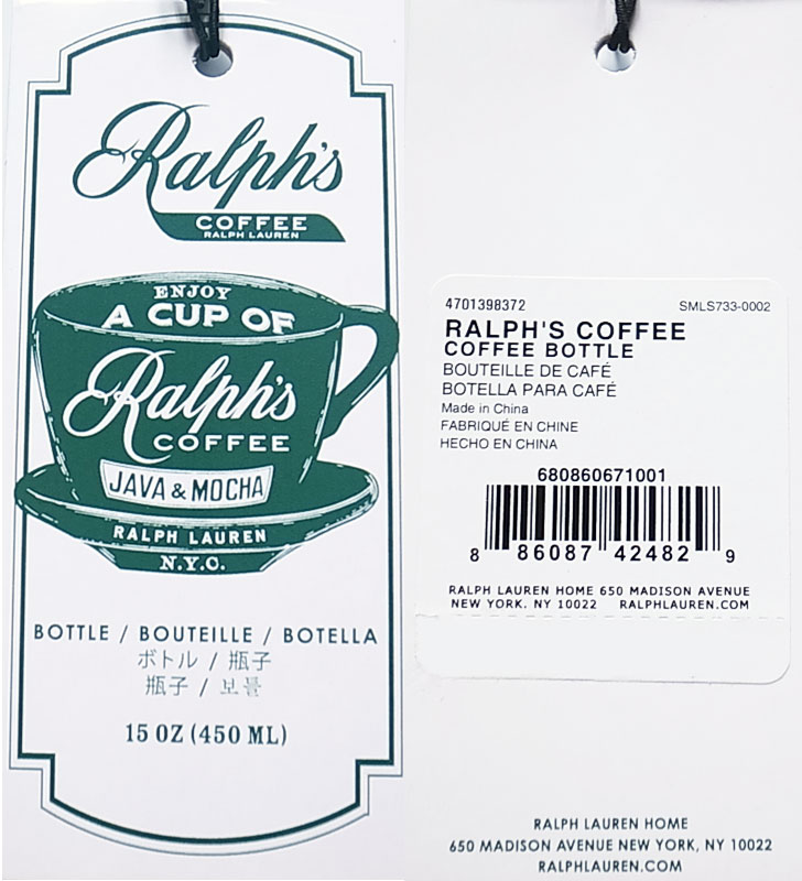 RALPH'S COFFEE Coffee Bottle ラルフズ コーヒー ボトル 15OZ
