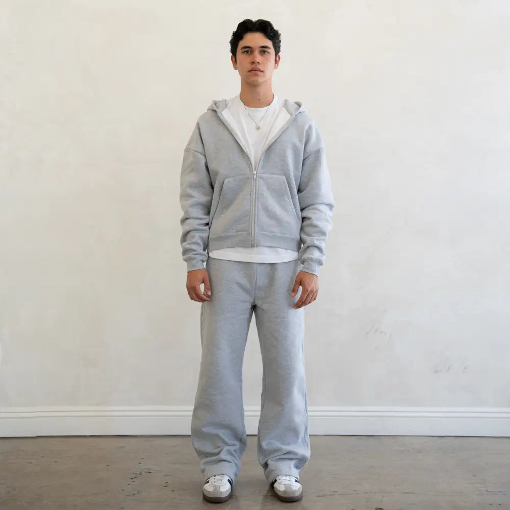 600 GSM 'Heather Grey' Zip-Up Hoodie – LucidBlanks