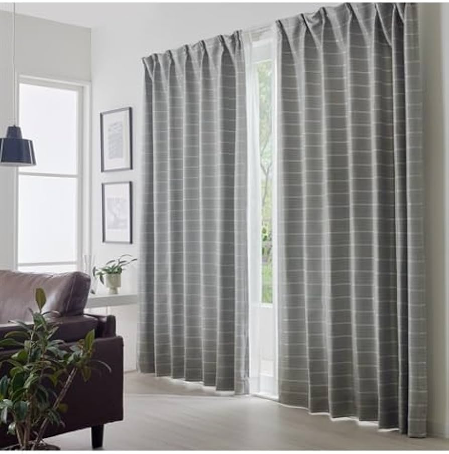 Amazon｜カーテン [ニッセン] 遮光カーテン(形態安定)|ピンボーダー