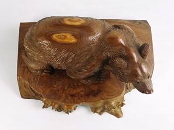 Amazon.co.jp: 北海道民芸品 四代目 忠行 『 木名 槐 』 一刀彫り 銘木