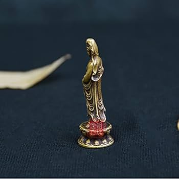 Amazon｜【仏像】 ミニ 観音像 真鍮製 【ミニチュア仏像：観音菩薩立像