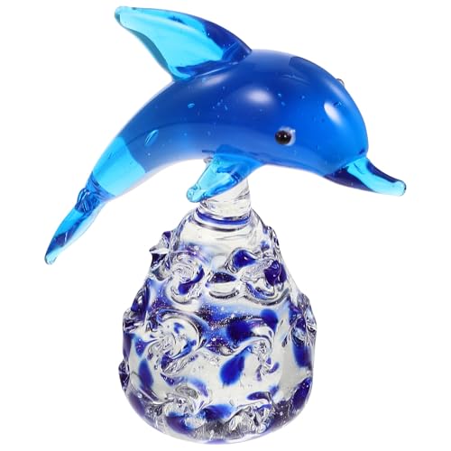 Baccarat 青色ガラス製イルカの彫刻 Baccarat 青色ガラス製イルカの