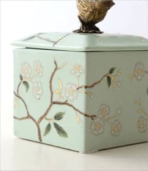 Amazon｜小物入れ 陶器 おしゃれ アイアン 小鳥 シノワズリ 蓋付き