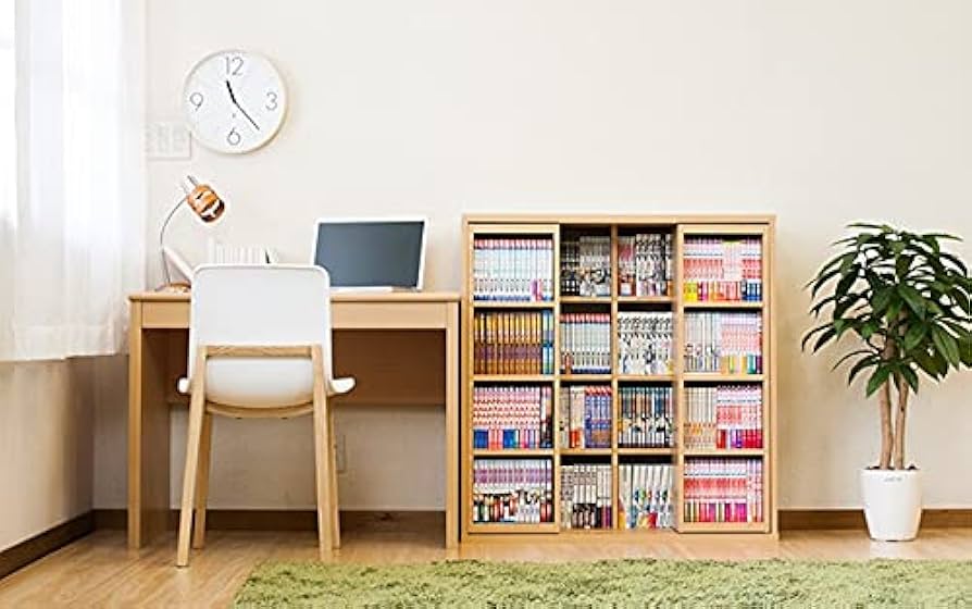 Amazon｜スライド本棚 幅90 全段B6 スライド式 コミック収納 奥行34 高