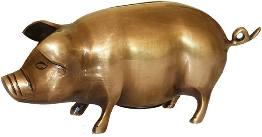 Amazon.co.jp: 貯金箱 真鍮の黄金の豚貯金箱かわいいコイン銀行の