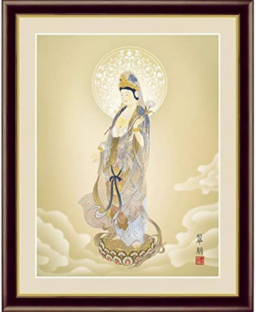 Amazon｜鈴木翠朋『聖観音』高精彩工芸画+手彩 仏画 聖観世音菩薩 観音