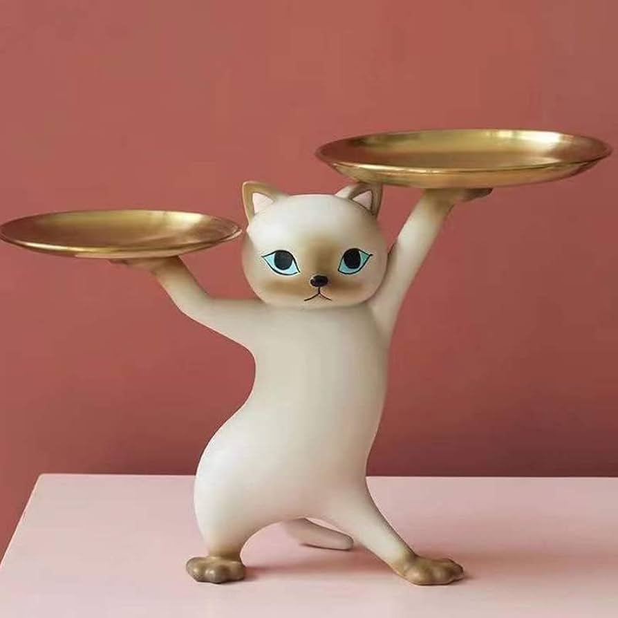 Amazon.co.jp: 玄関 鍵置き 皿を捧げる猫 かわいい シャム猫 キー収納