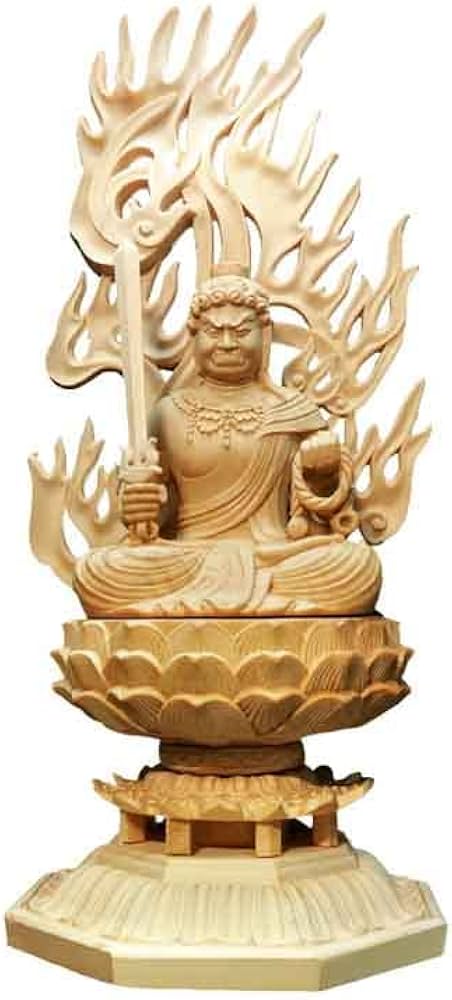 Amazon｜仏像 木彫り 不動明王 仏壇仏像 置物 桧木製 守り本尊 祈る
