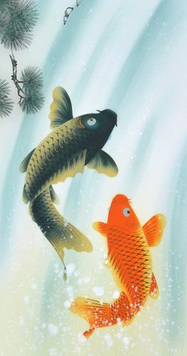 Amazon.co.jp: 掛軸 鯉の滝昇り 中浦硯堂(掛け軸 尺五立) : おもちゃ