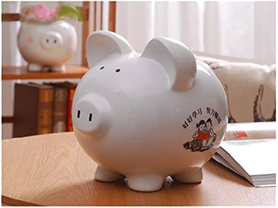 Amazon.co.jp: 貯金箱 セラミック貯金箱 ピンクのリボンの装飾付き