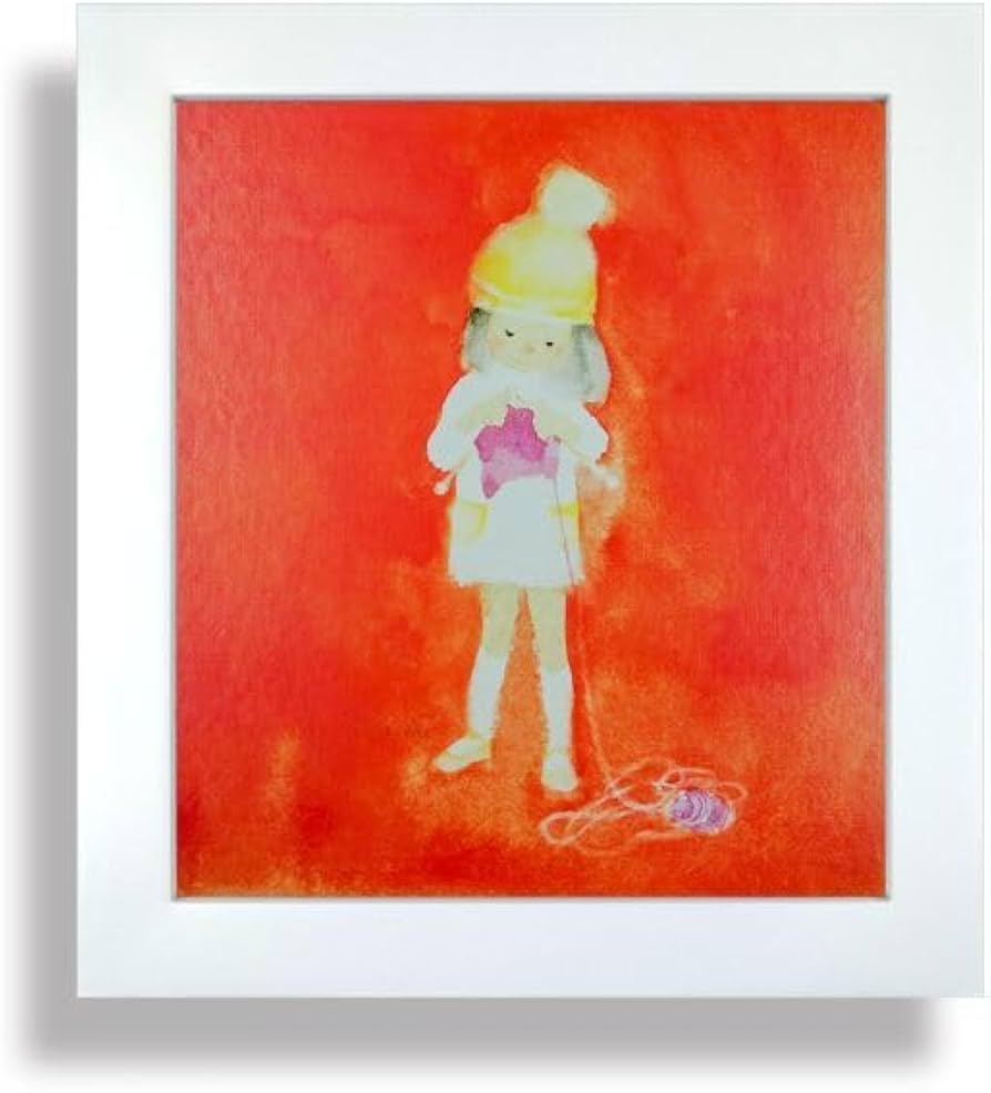 Amazon.co.jp: いわさきちひろ 「毛糸を編む少女」 複製画 ちひろ