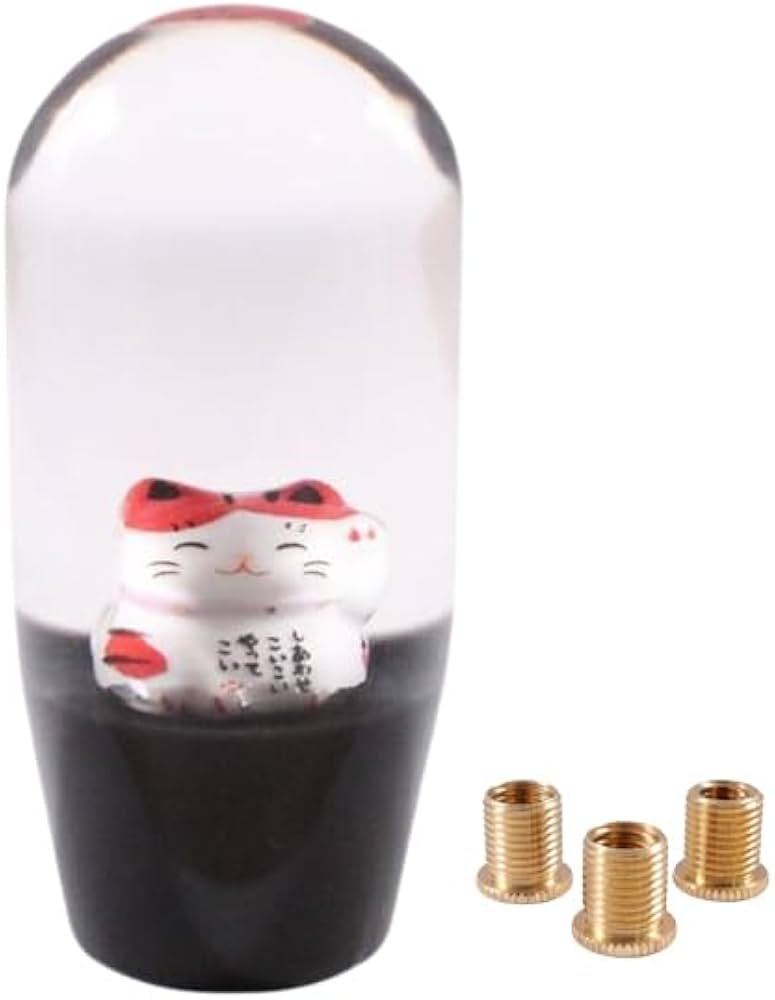 Amazon | シフトノブ 招き猫 花 9.3cm 変換アダプター付き 汎用