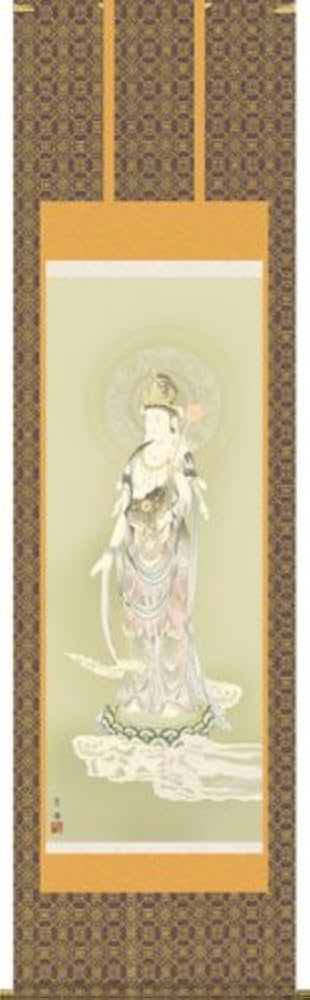 Amazon | 掛け軸／掛軸【観音様】雲上観音（鈴木 翠朋） | まろ庵