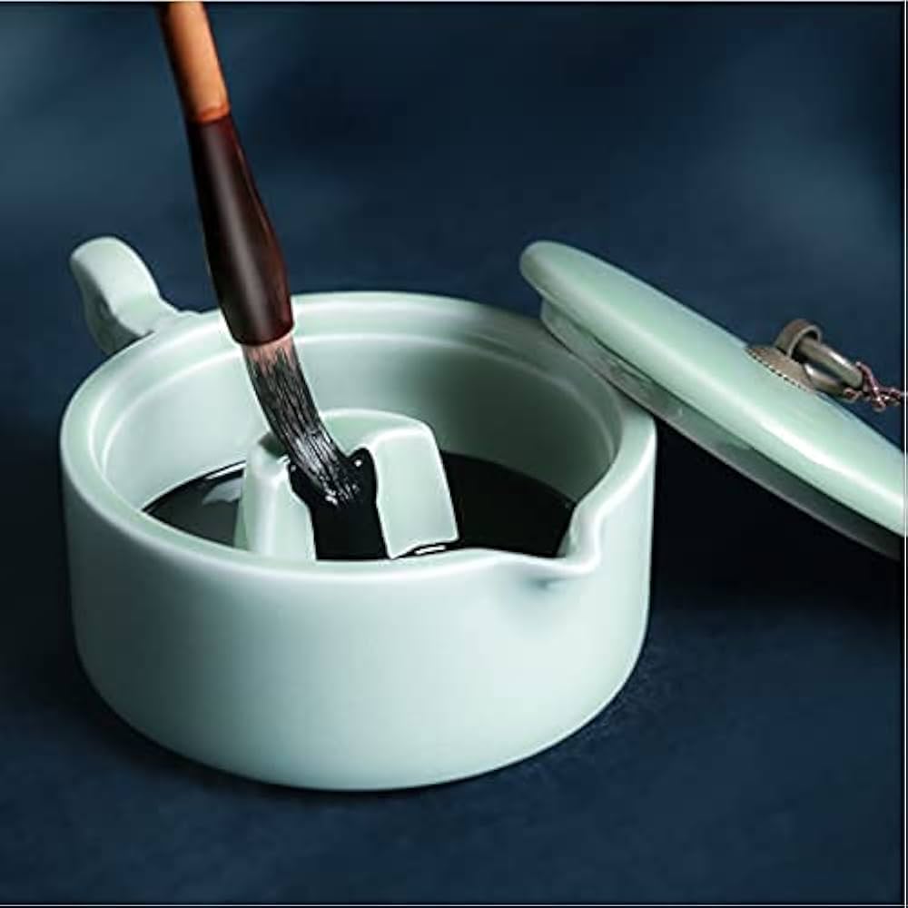 中国青磁丸い器書道筆たて