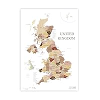 Amazon.co.jp: イギリス 英国 United Kingdom 地図 ポスター木目調 A2