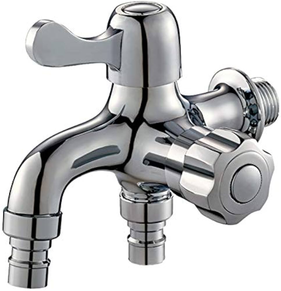 Amazon | Wovier 洗濯機用水栓 双口 散水 に カラン 吐水 クロム処理