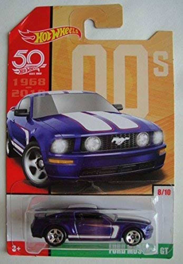 Amazon.com: Hot Wheels 00s, Blue Ford Mustang GT 8/10 50TH