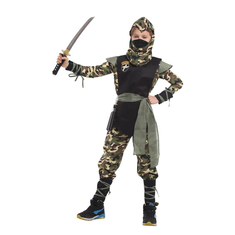Amazon.co.jp: キッズ 迷彩服 子供 コスプレ衣装 忍者服セット 子供110