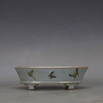 Amazon.co.jp: 宋汝窯 天青釉蝶紋 四足水仙盆 景徳鎮 陶磁器 装飾品