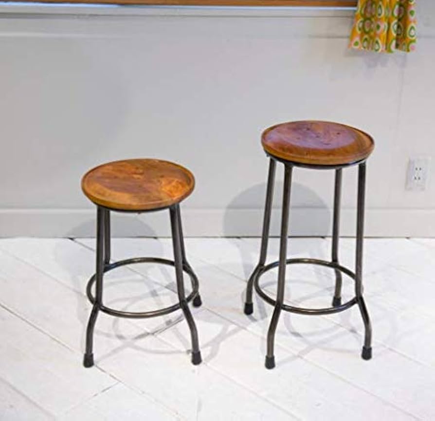 Amazon｜アイアンスツール 高さ60cm 黒 アンティーク スタイル 座面