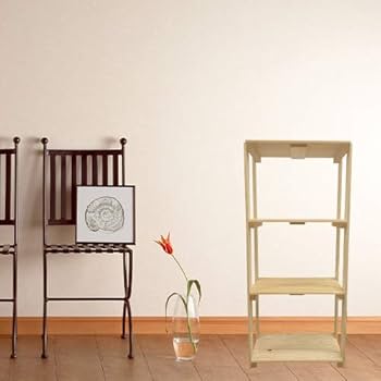 Amazon｜天然 木製 ラック 【 4段 43×96×27cm】 棚 ナチュラル