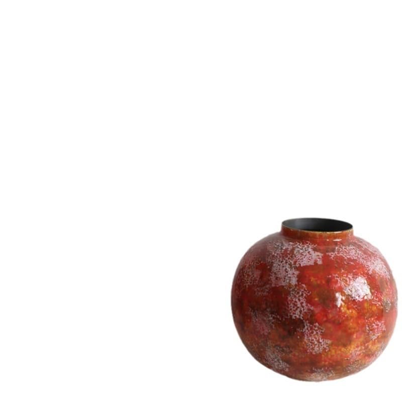 Amazon.co.jp: 花瓶 赤い丸い陶器の花瓶 モダンで新しい中国風の