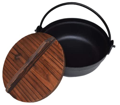 いろり 鍋 木蓋付き 鉄鋳物製 ガス火 IH 対応 本格的な鉄製のお鍋で