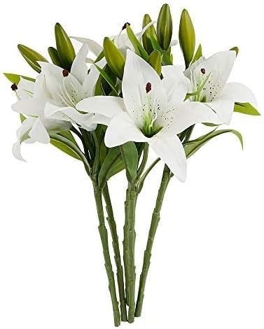 Amazon｜5本セット 百合 花束 ユリ 造花 ユリの花束 アーティ