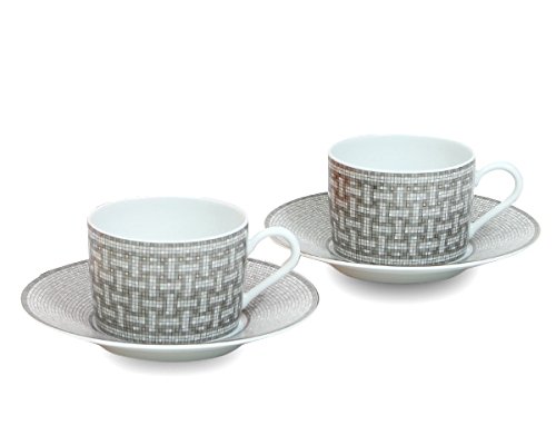Amazon | エルメス(HERMES) モザイク プラチナ ティーカップ&ソーサー
