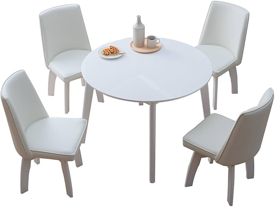 Amazon｜ダイニングテーブルセット ホワイト 円形 5点 4人 白 回転椅子