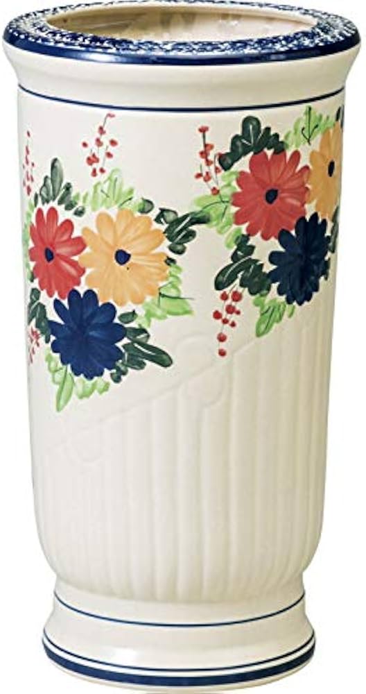 Amazon.co.jp: おしゃれ 傘立て 陶器製 玄関用 円筒型 アンティーク調