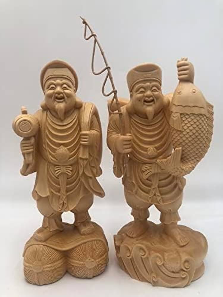 Amazon｜【dsdsad】恵比寿様大黒様のセット 木彫り仏像 □縁起物 置物