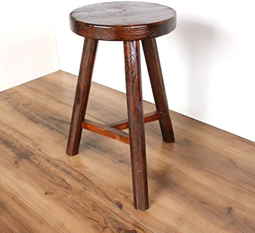 Amazon.co.jp: 丸スツール 木製 こげ茶 ダークブラウン 3本足 丸椅子