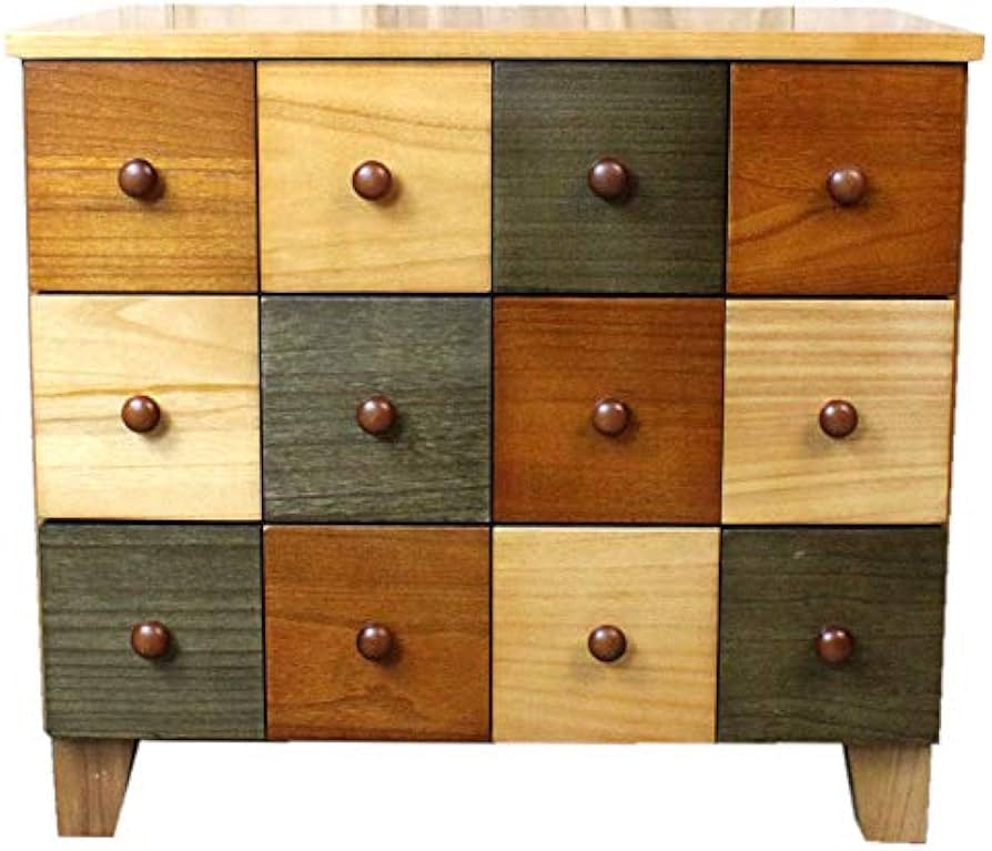Amazon｜シックな色合いのカラフル 木製 チェスト 3段5引出［幅57cm