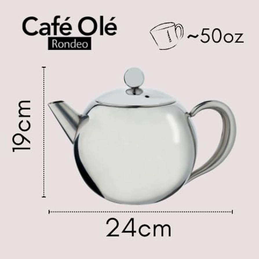 Amazon.com | Café Ole RT-050X Rondeo Stainless Steel Tea Pot Easy