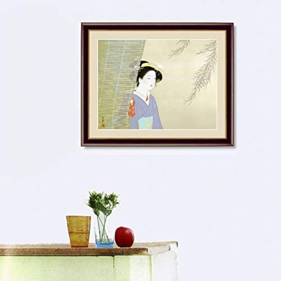 Amazon.co.jp: 上村松園『牡丹雪』高精彩工芸画+手彩 人物画 女性画