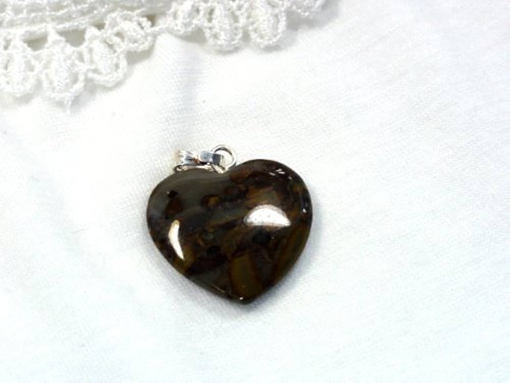Amazon.co.jp: タイガーアイ 天然石ハート（大）チャーム・ペンダント