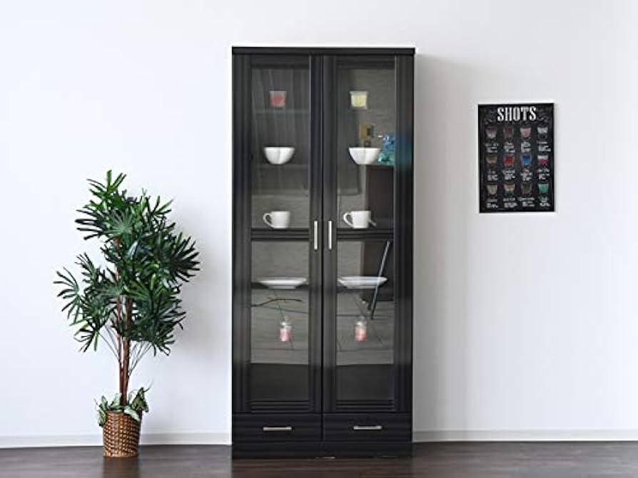 Amazon.co.jp: 国産 引出し 扉付き 本棚 幅80 高さ180 完成品 高級本棚