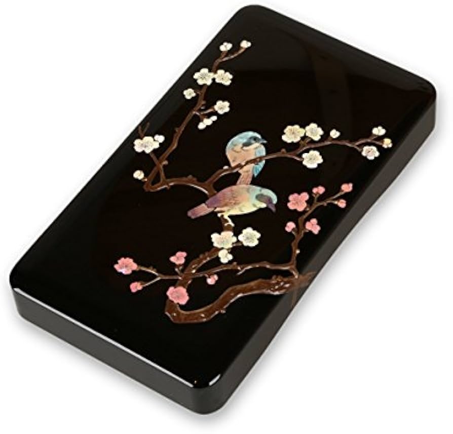 Amazon.co.jp: 硯箱 すずり箱 螺鈿（らでん） 梅に樫鳥4.5寸 高岡漆器